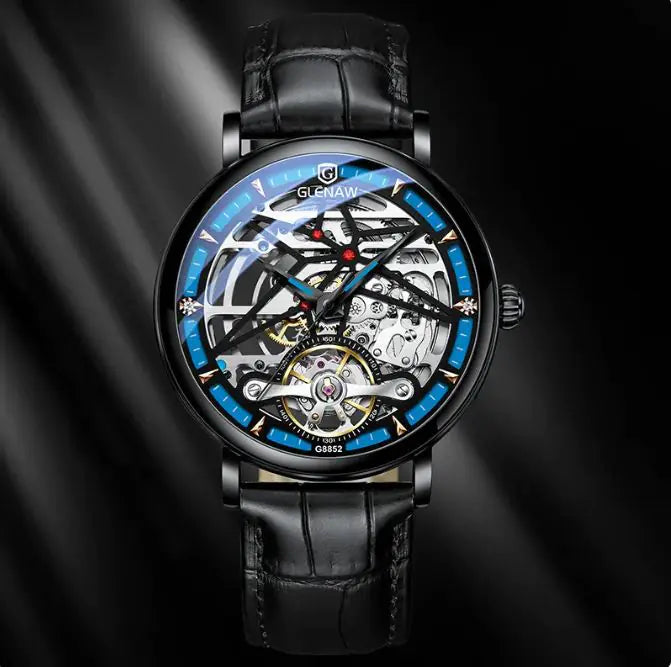 Montre authentique Glenn Montre mécanique creuse automatique masculine