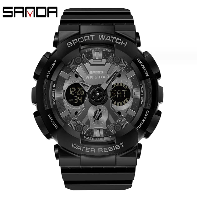 Montre de précision Sanda - Montre numérique de style noir / coréen
