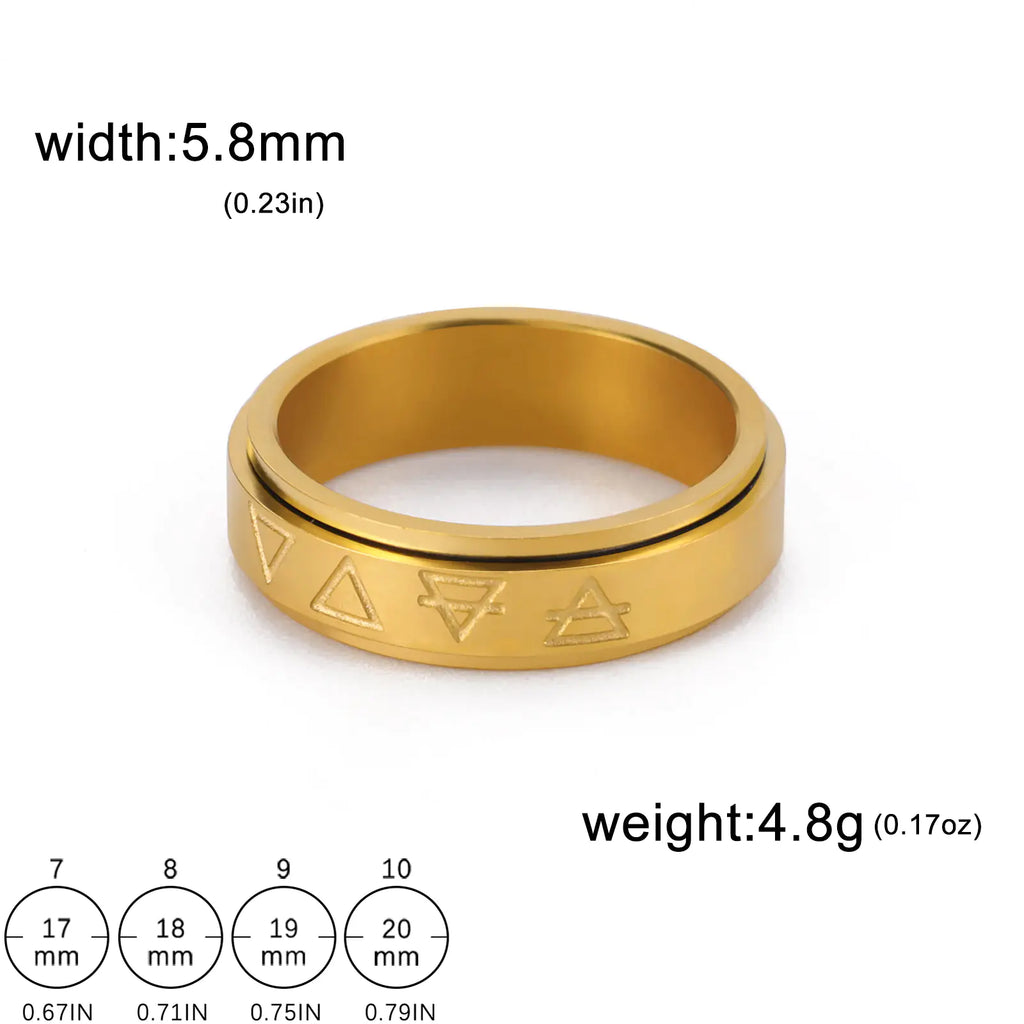 Bague en acier inoxydable à motif triangulaire rotatif