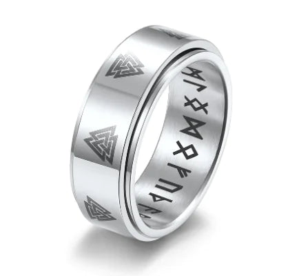 Bague en acier inoxydable à motif triangulaire rotatif