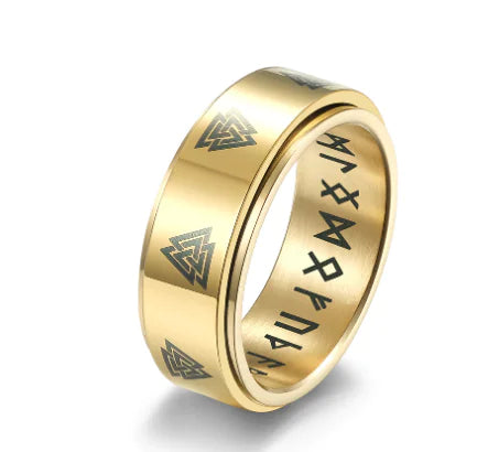 Bague en acier inoxydable à motif triangulaire rotatif