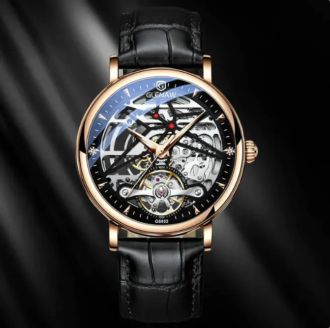 Montre authentique Glenn Montre mécanique creuse automatique masculine