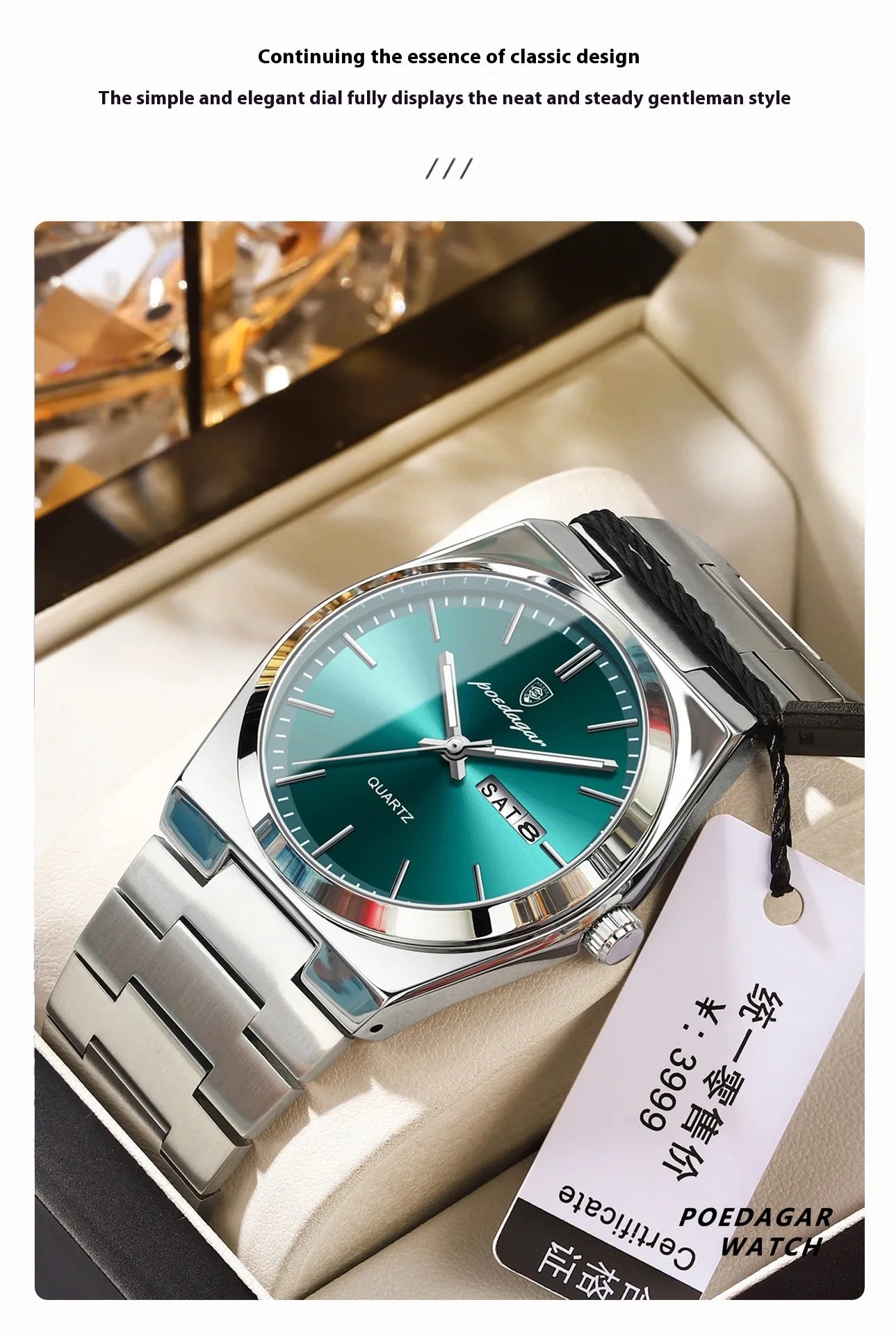Montre ultra-mince pour homme Montre à quartz lumineuse imperméable