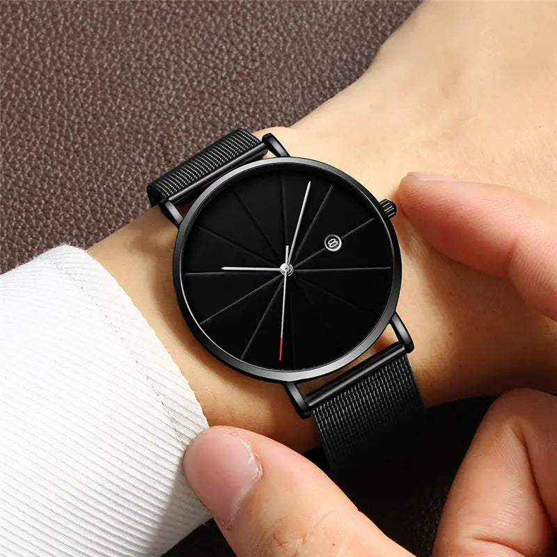 Montre calendrier simple montre à quartz imperméable créative masculine