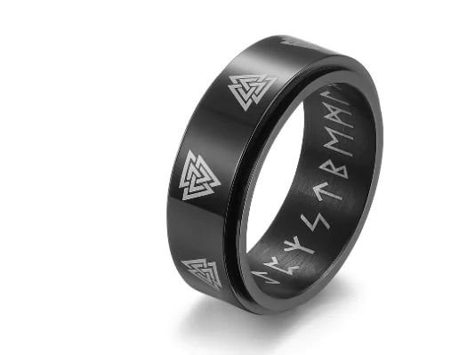 Bague en acier inoxydable à motif triangulaire rotatif